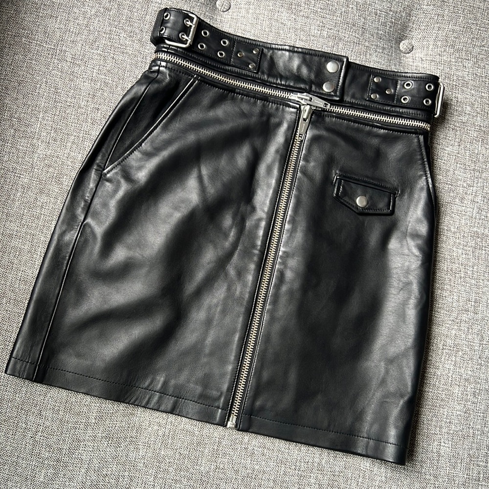 NWT The Kooples Leather Moto Skirt